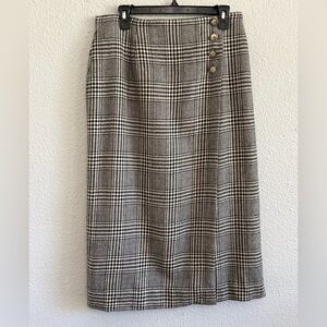 Vintage Breeches Alpaca Wool Plaid Pencil Skirt Size‎ 14 Houndstooth Plaid